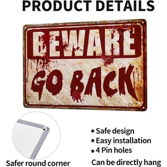 Halloween Decorations Indoor Horror Room Decor Metal Tin Signs Halloween Party - Picture 5 of 8